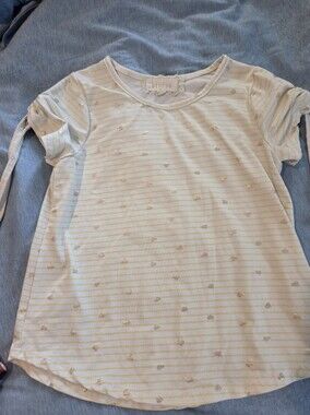 btween Cream and Gold Striped Short Sleeve Tee